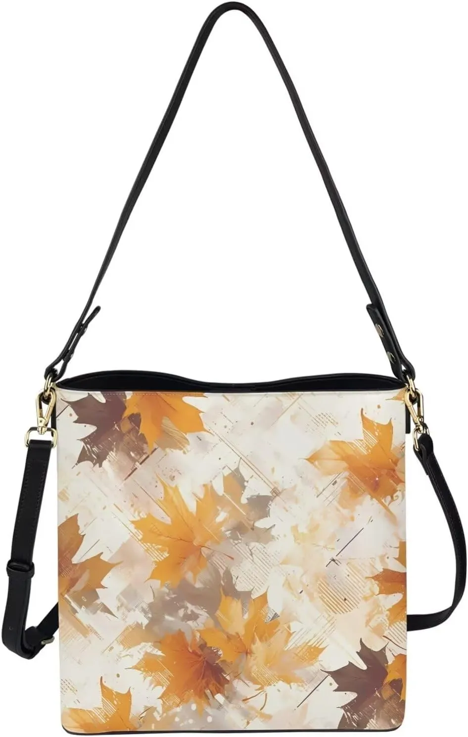 Leather Bucket Tote Bag Purse for Work, Rustic Style Floral Women PU Leather Purse Cross Body Handbag Top Handle