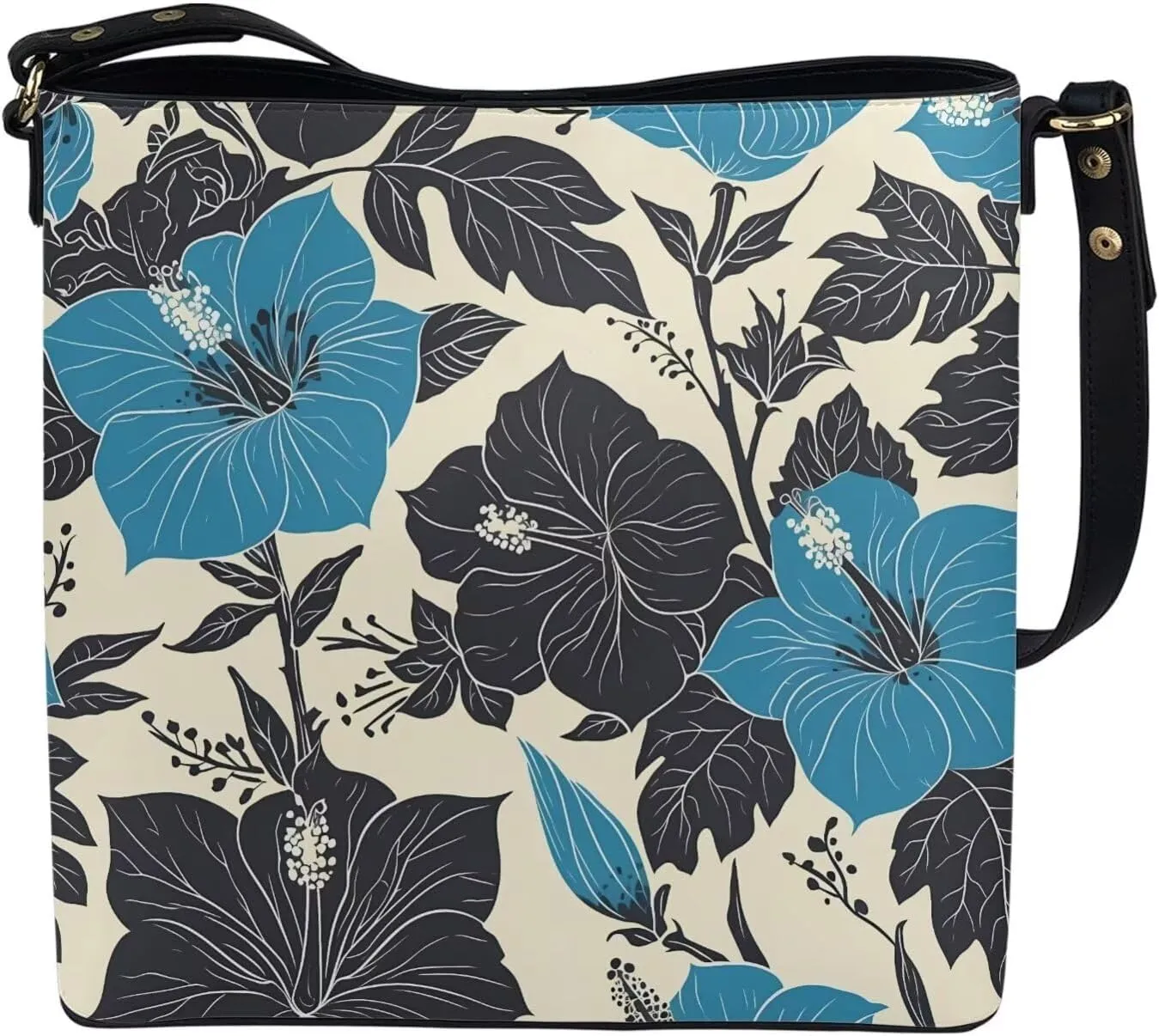 Leather Bucket Tote Bag Purse for Work, Rustic Style Floral Women PU Leather Purse Cross Body Handbag Top Handle