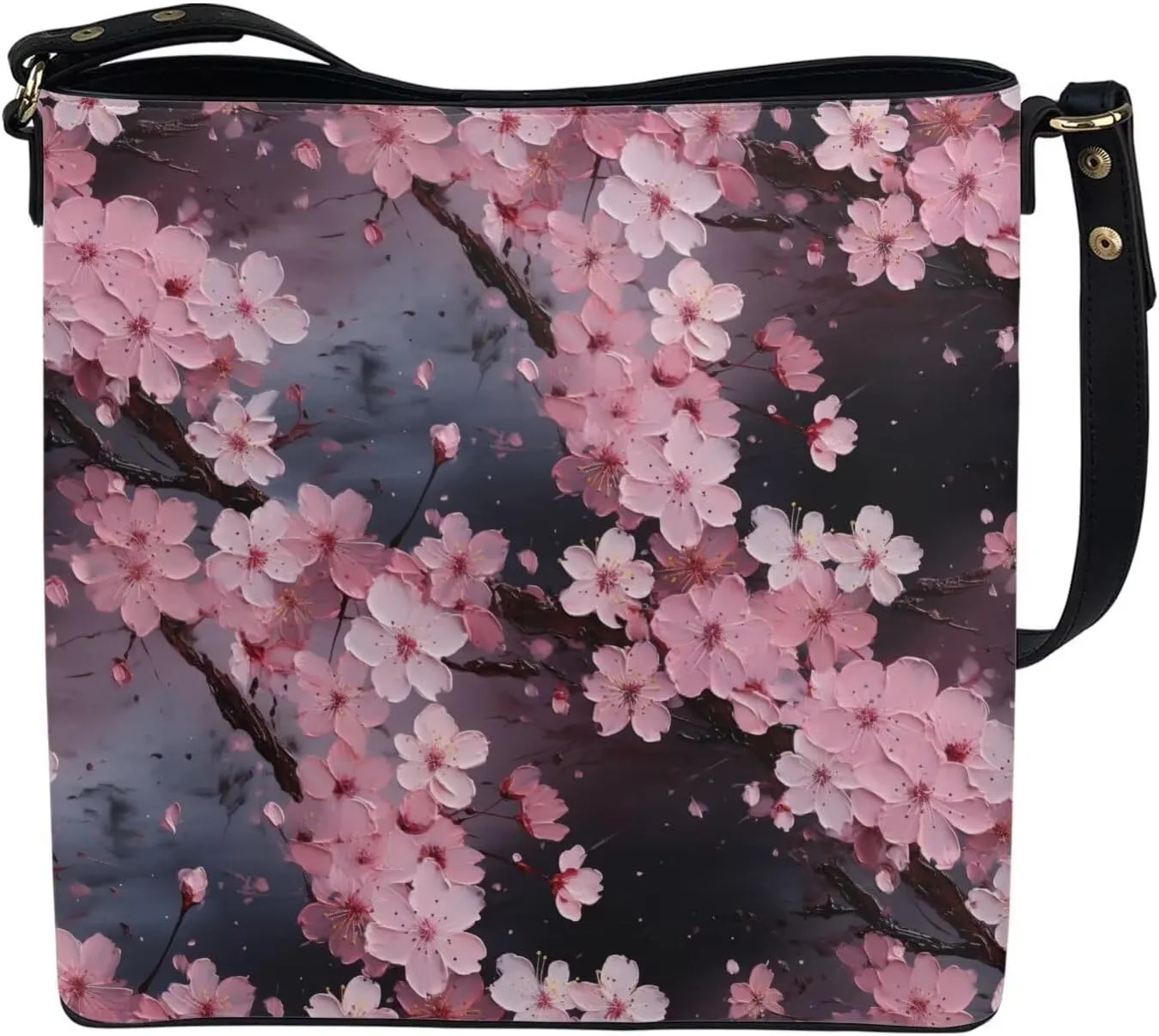 Leather Bucket Tote Bag Purse for Work, Rustic Style Floral Women PU Leather Purse Cross Body Handbag Top Handle