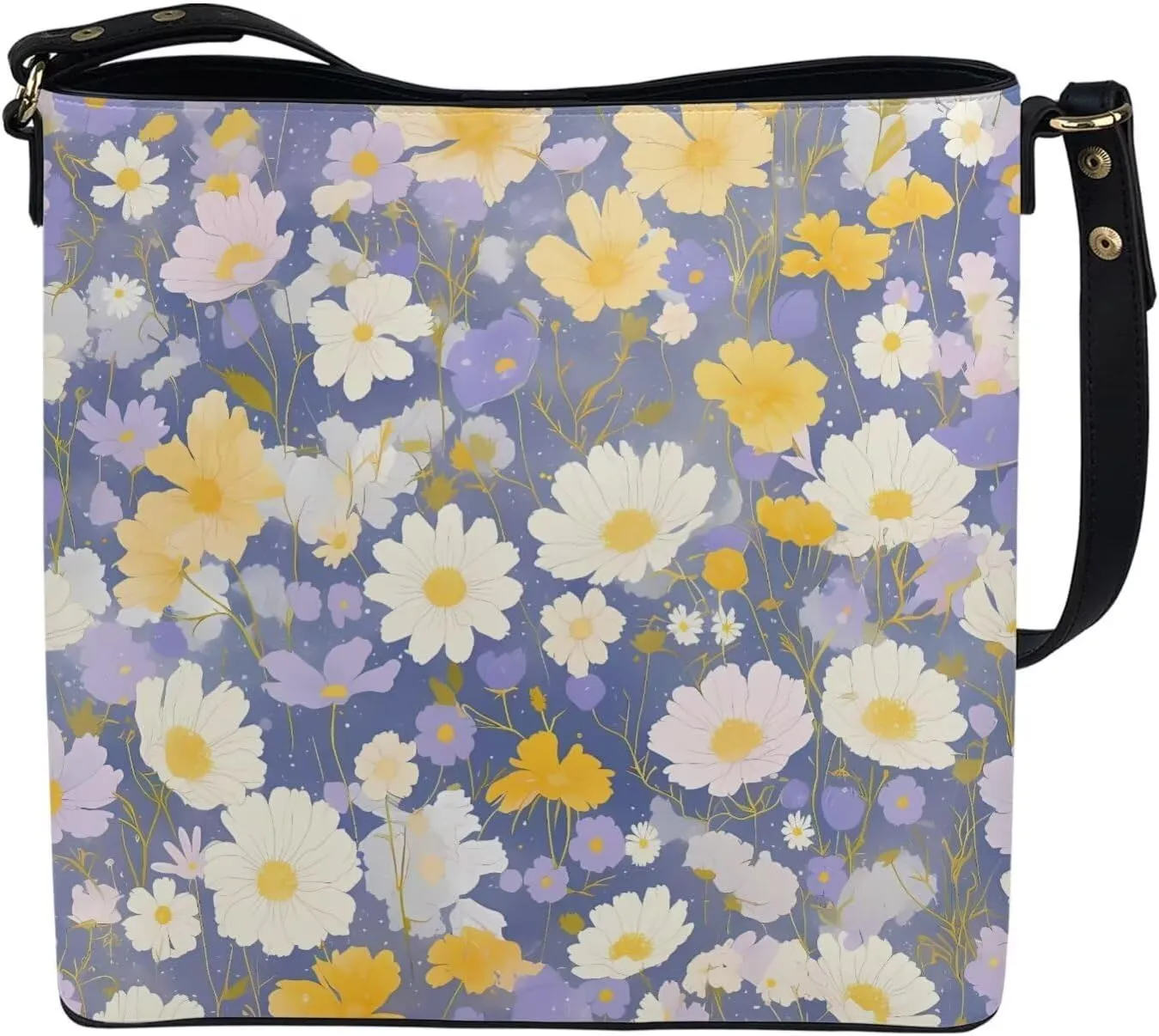 Leather Bucket Tote Bag Purse for Work, Rustic Style Floral Women PU Leather Purse Cross Body Handbag Top Handle