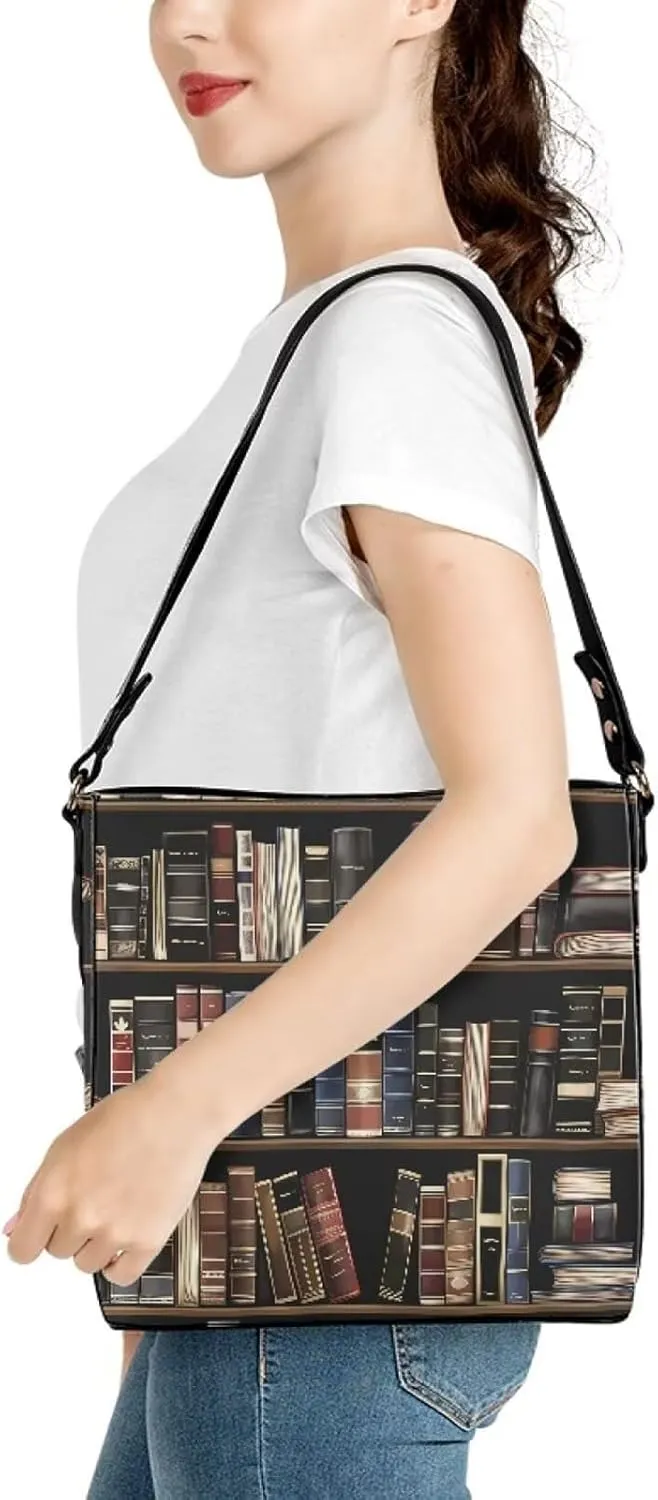 Leather Handbags for Women Painting Owls PU Leather Bucket Bag, Folk Birds Floral Women's Leather Tote Bag for Work