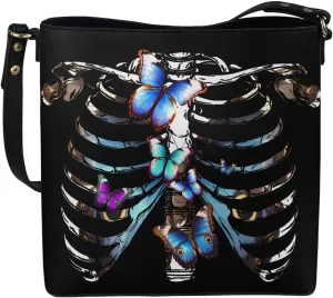 Leather Handbags for Women Painting Owls PU Leather Bucket Bag, Folk Birds Floral Women's Leather Tote Bag for Work