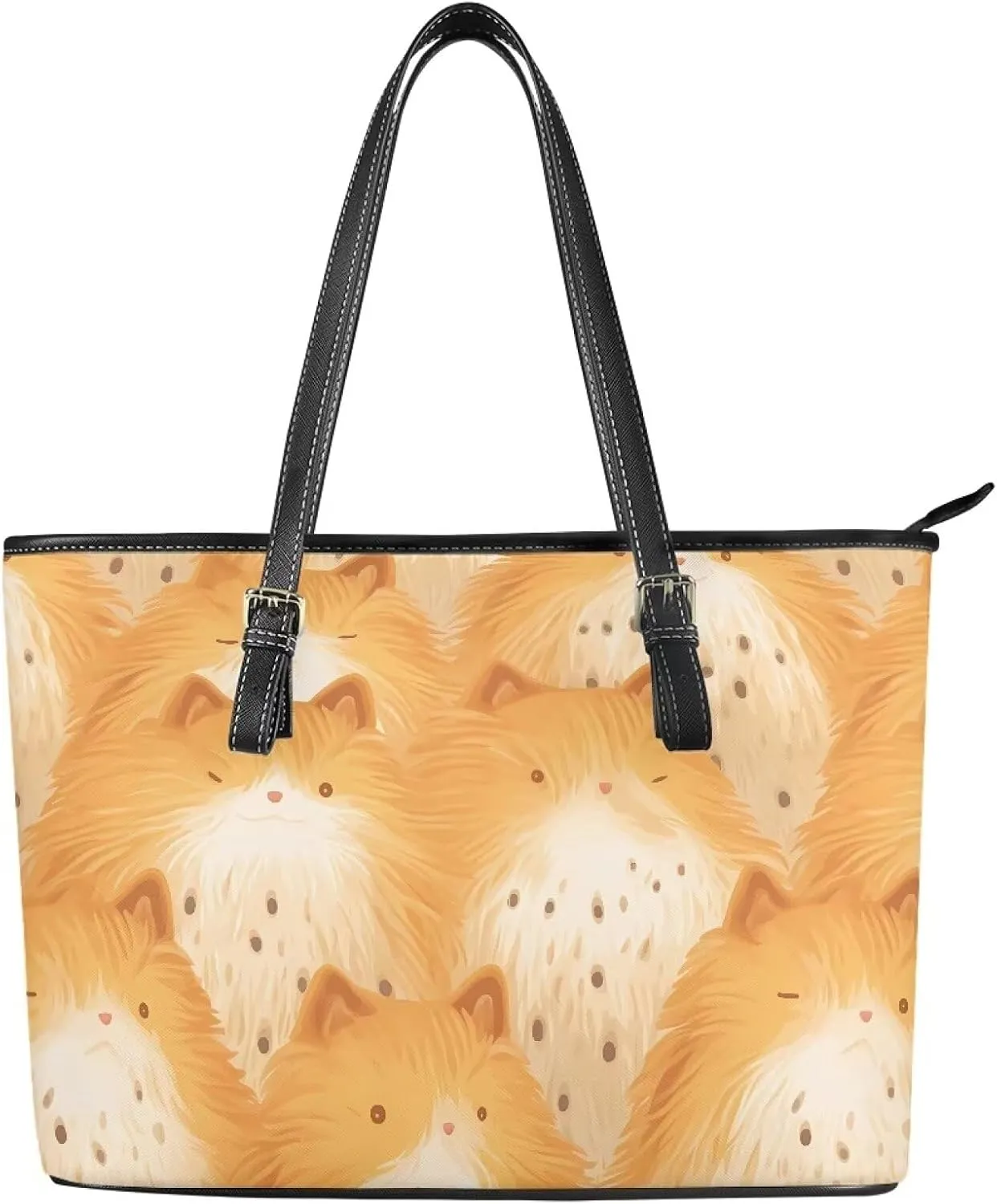 Leather Tote Bag Women Cute Cats Large Shoulder Handbag for Work,School, Sharks Print Faux Leather Travel Handbag