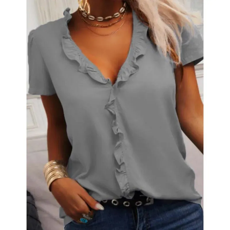 Light Blue Ruffle Blouse