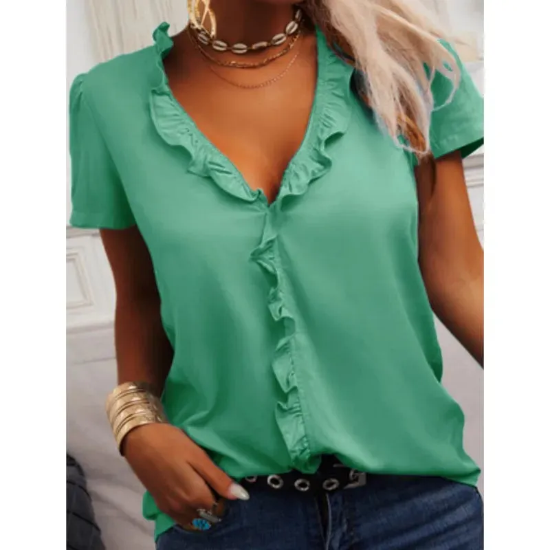 Light Blue Ruffle Blouse