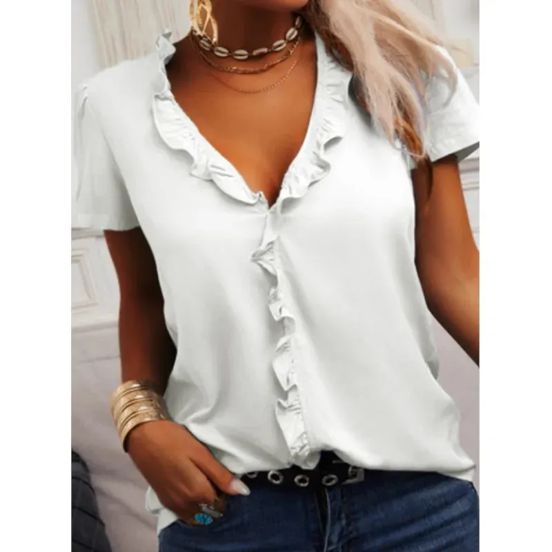 Light Blue Ruffle Blouse