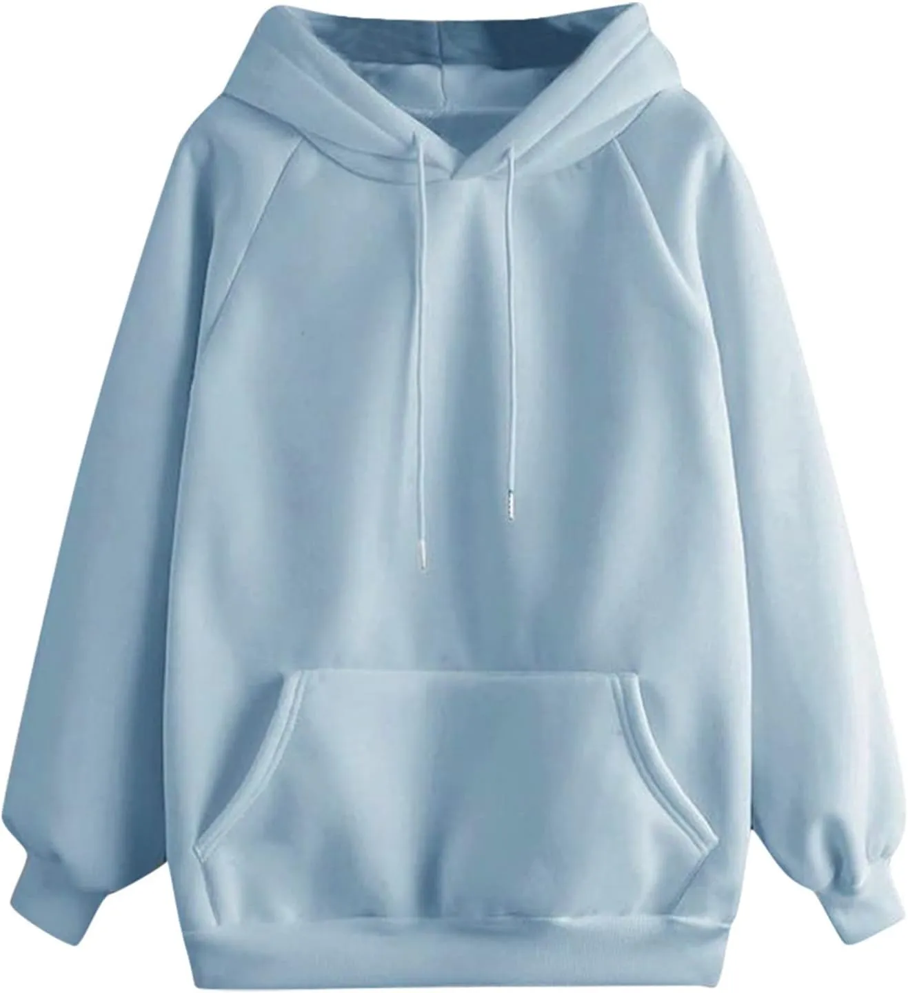 Lightweight Drawstring Hoodies for Women Fall Winter Solid Color Hooded Sweatshirt Oversized Long Sleeve Pullover Top