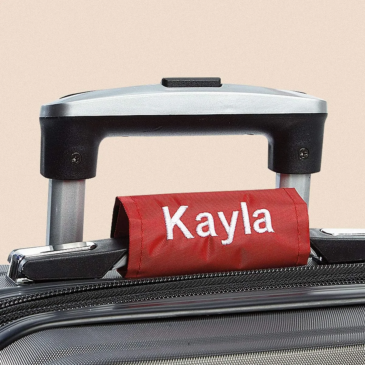 Lillian Vernon Personalized Red Luggage Handle Wrap, Heavy Duty Travel ID, Suitcase Identifier, Customize Attachment with Name or Monogram, Adjusts 2" x 4" Closed