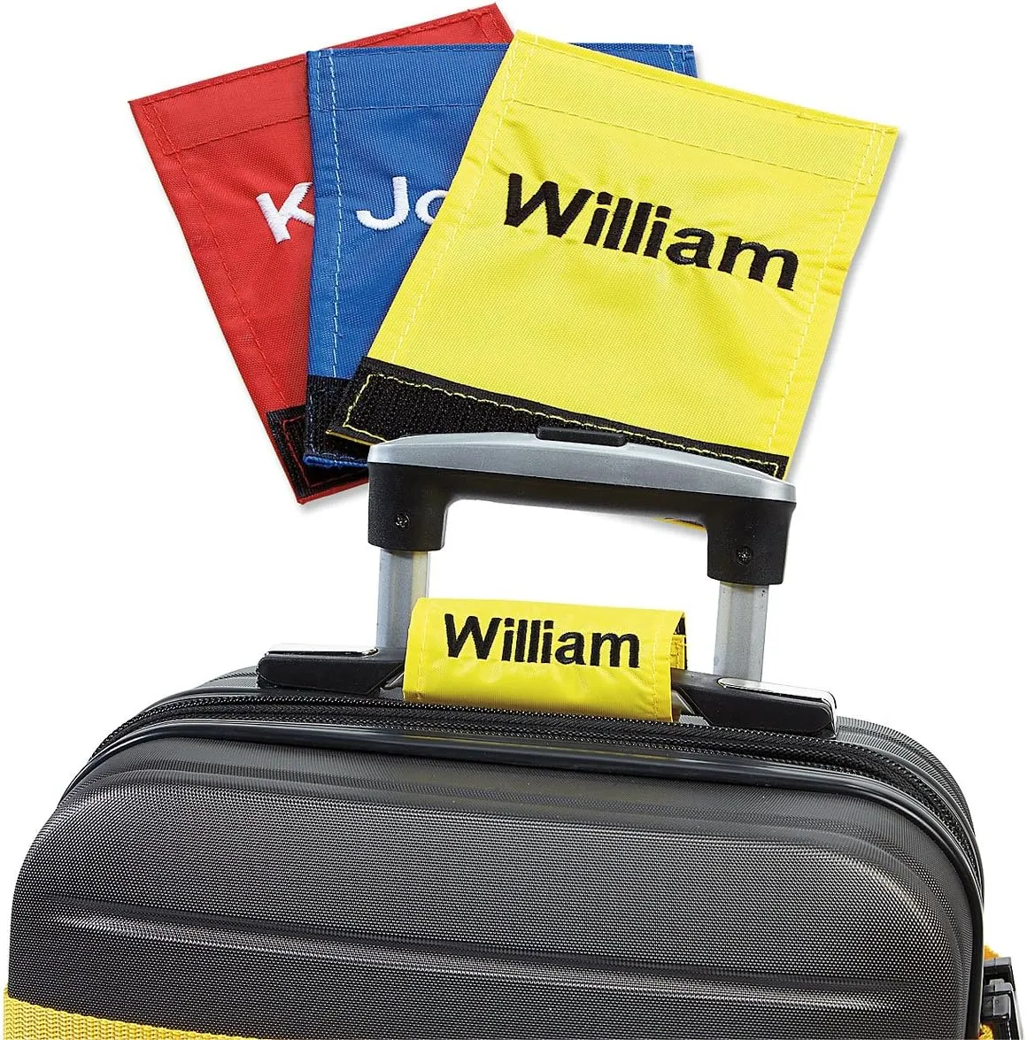 Lillian Vernon Personalized Red Luggage Handle Wrap, Heavy Duty Travel ID, Suitcase Identifier, Customize Attachment with Name or Monogram, Adjusts 2" x 4" Closed