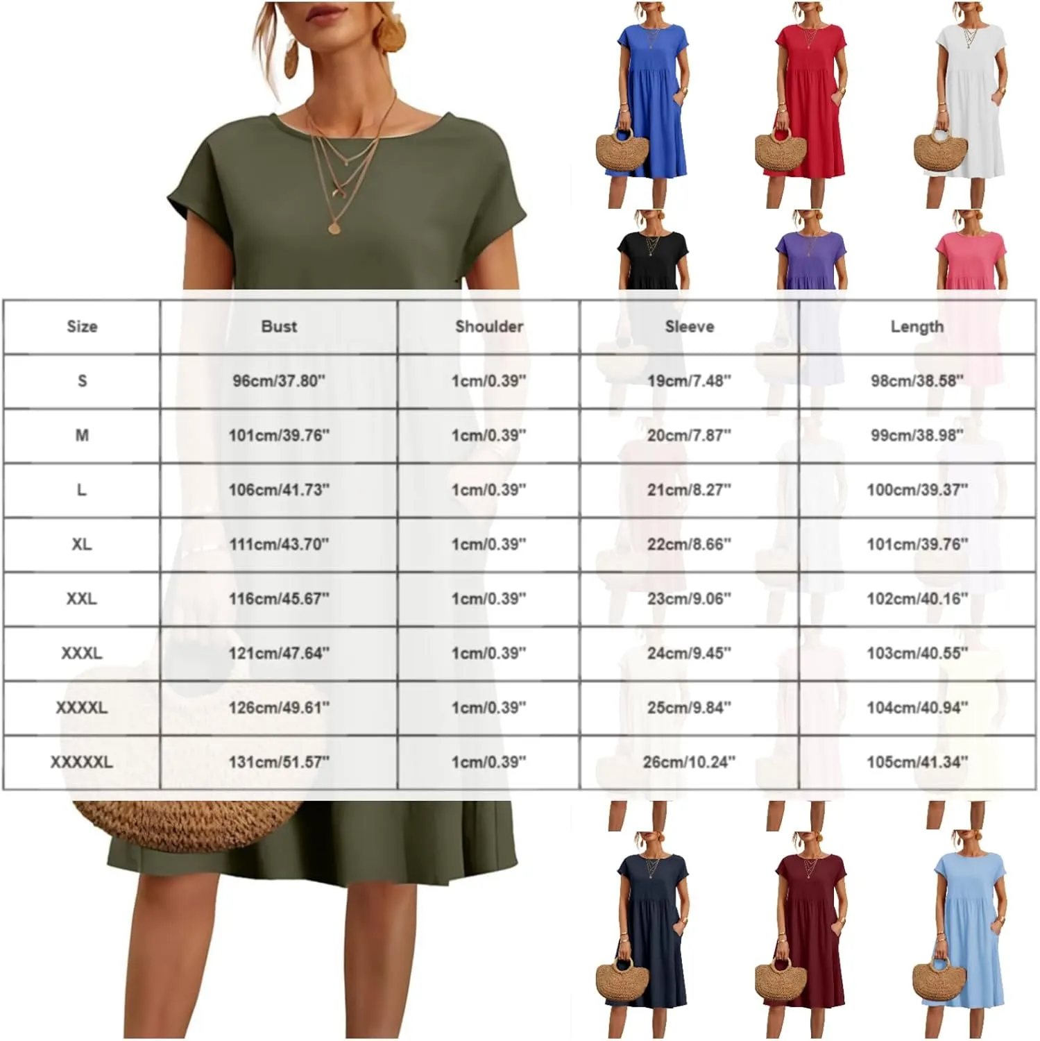 Linen Dresses for Women Summer Plus Size Short Sleeve Midi Dress Casual Fashion Beach Vacation Sundress with Pockets