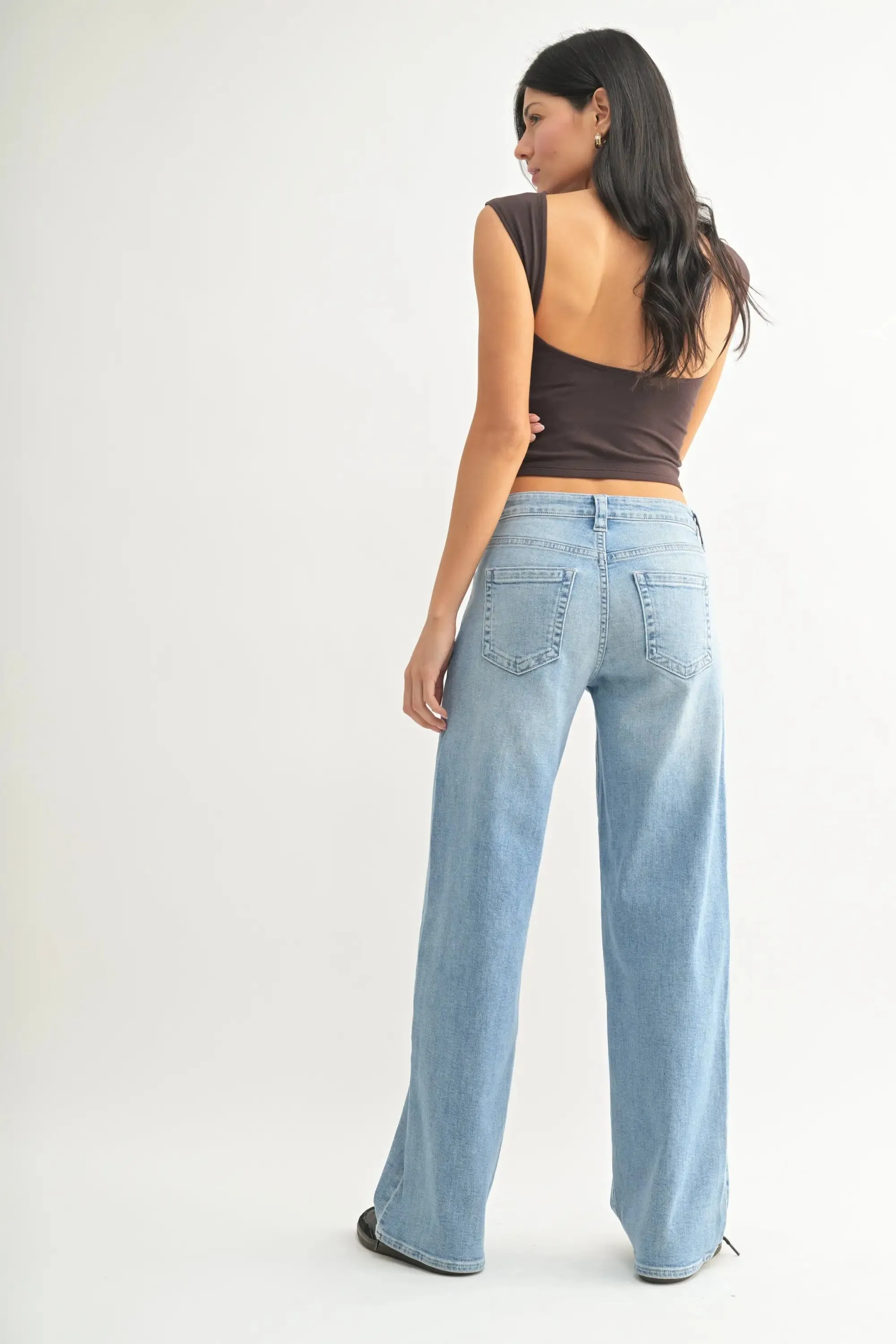 LOW SLUNG VINTAGE STRAIGHT DENIM JEANS