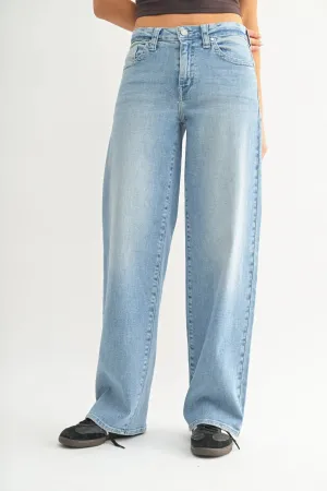 LOW SLUNG VINTAGE STRAIGHT DENIM JEANS