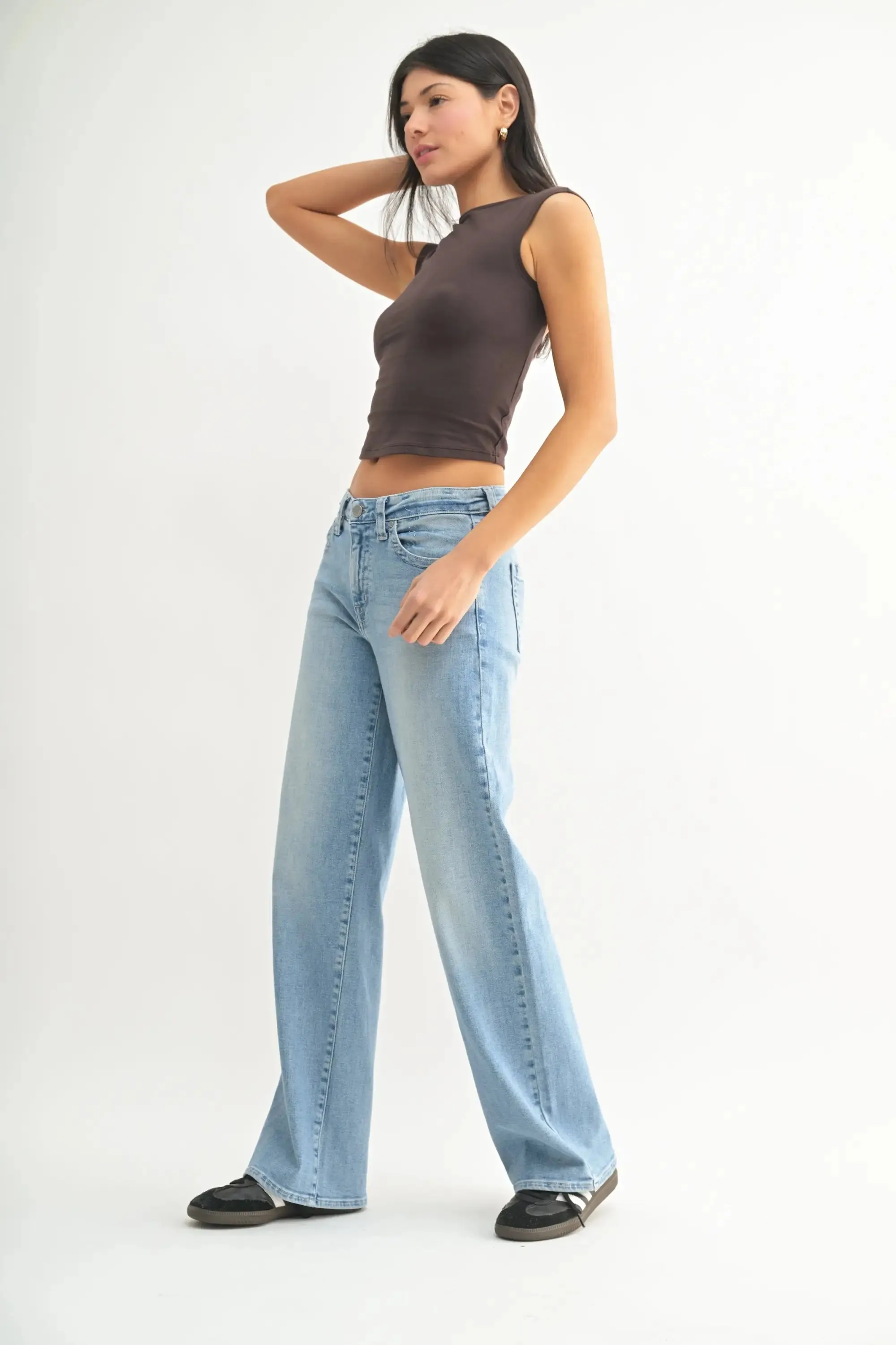 LOW SLUNG VINTAGE STRAIGHT DENIM JEANS