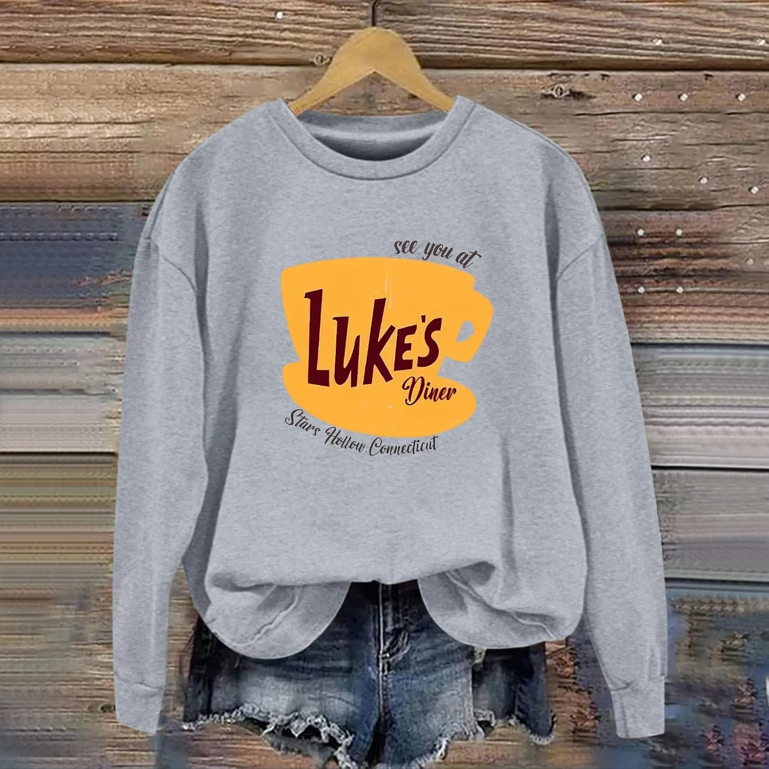 Luke's Diner Sweatshirts for WomenCrewneck Lukes Diner Graphic Long Sleeve Casual Pullover Preppy Girls Sweatshirt