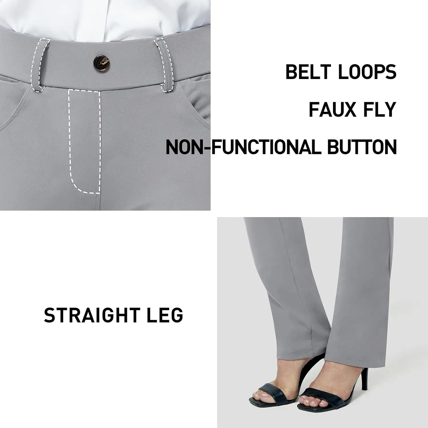M MOTEEPI Yoga Dress Pants for Women 31''/29''/33'' High Waisted Pull on Work Pants Business Slacks