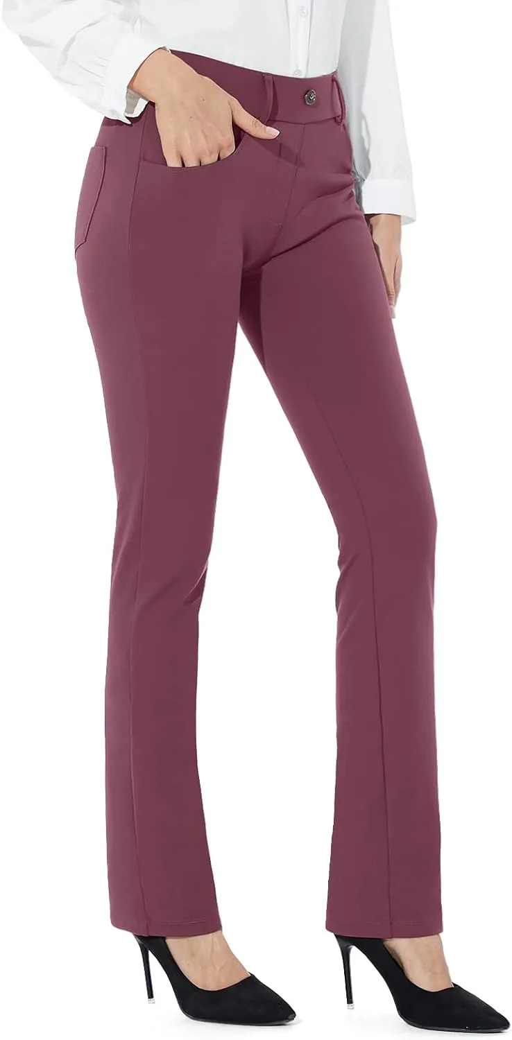 M MOTEEPI Yoga Dress Pants for Women 31''/29''/33'' High Waisted Pull on Work Pants Business Slacks