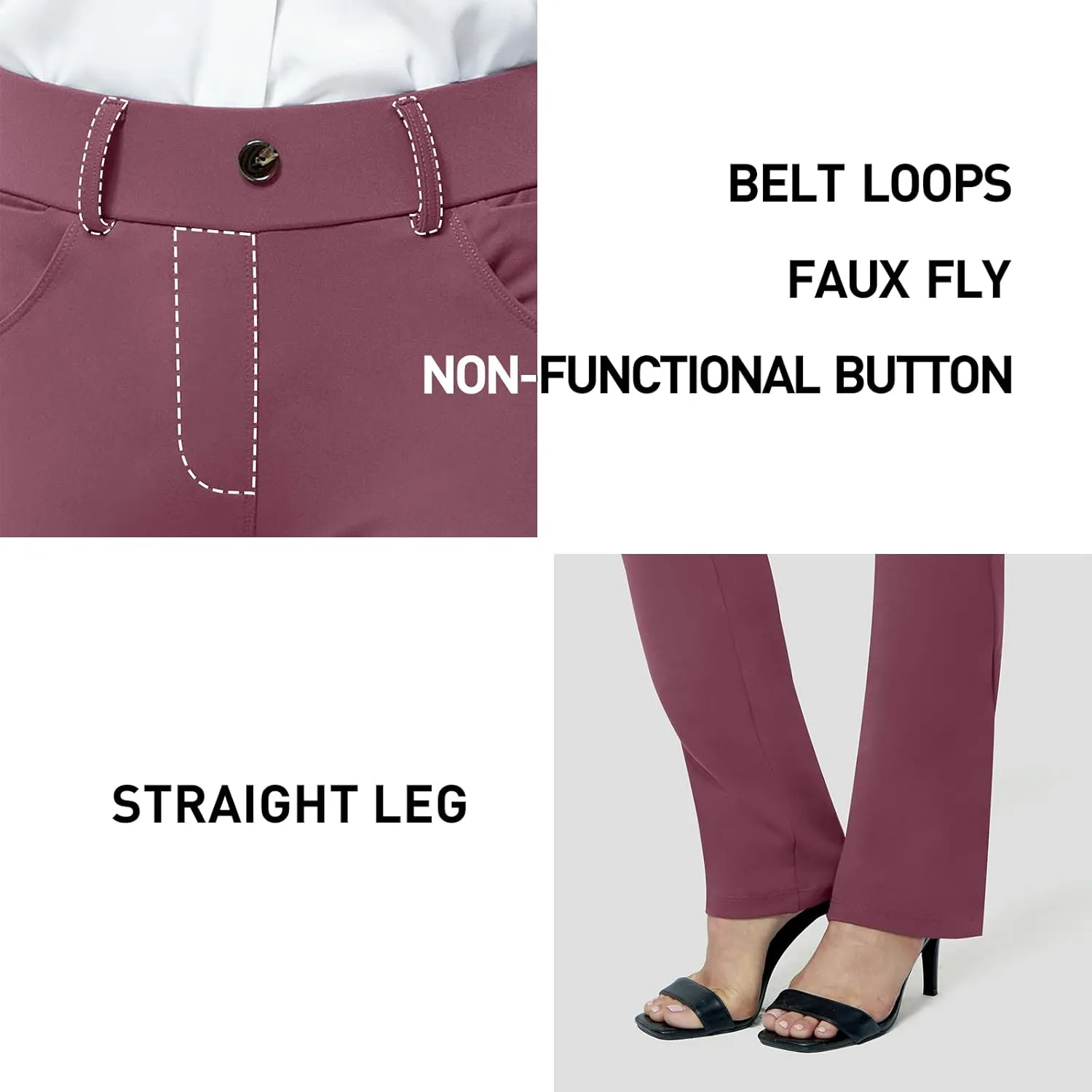 M MOTEEPI Yoga Dress Pants for Women 31''/29''/33'' High Waisted Pull on Work Pants Business Slacks