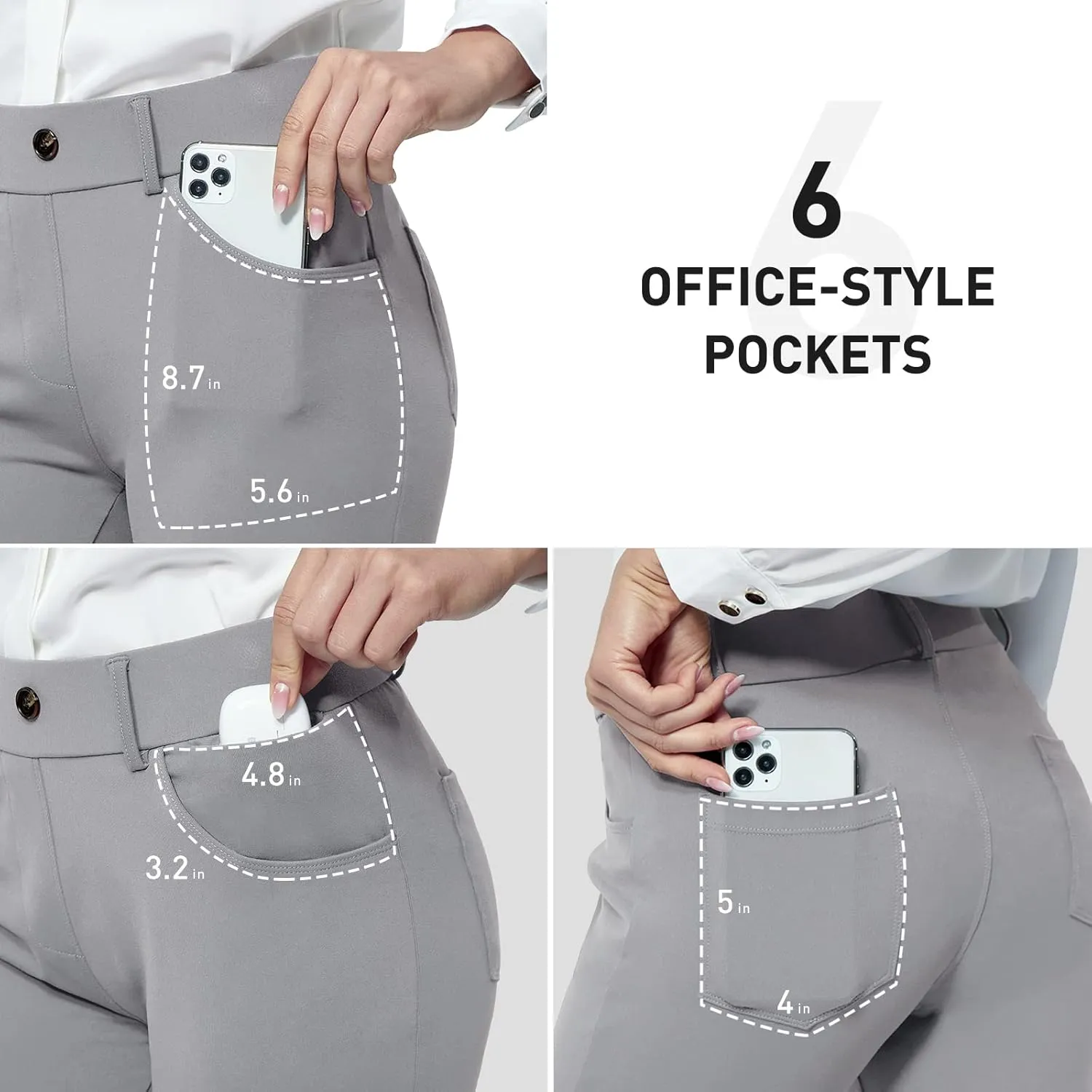 M MOTEEPI Yoga Dress Pants for Women 31''/29''/33'' High Waisted Pull on Work Pants Business Slacks