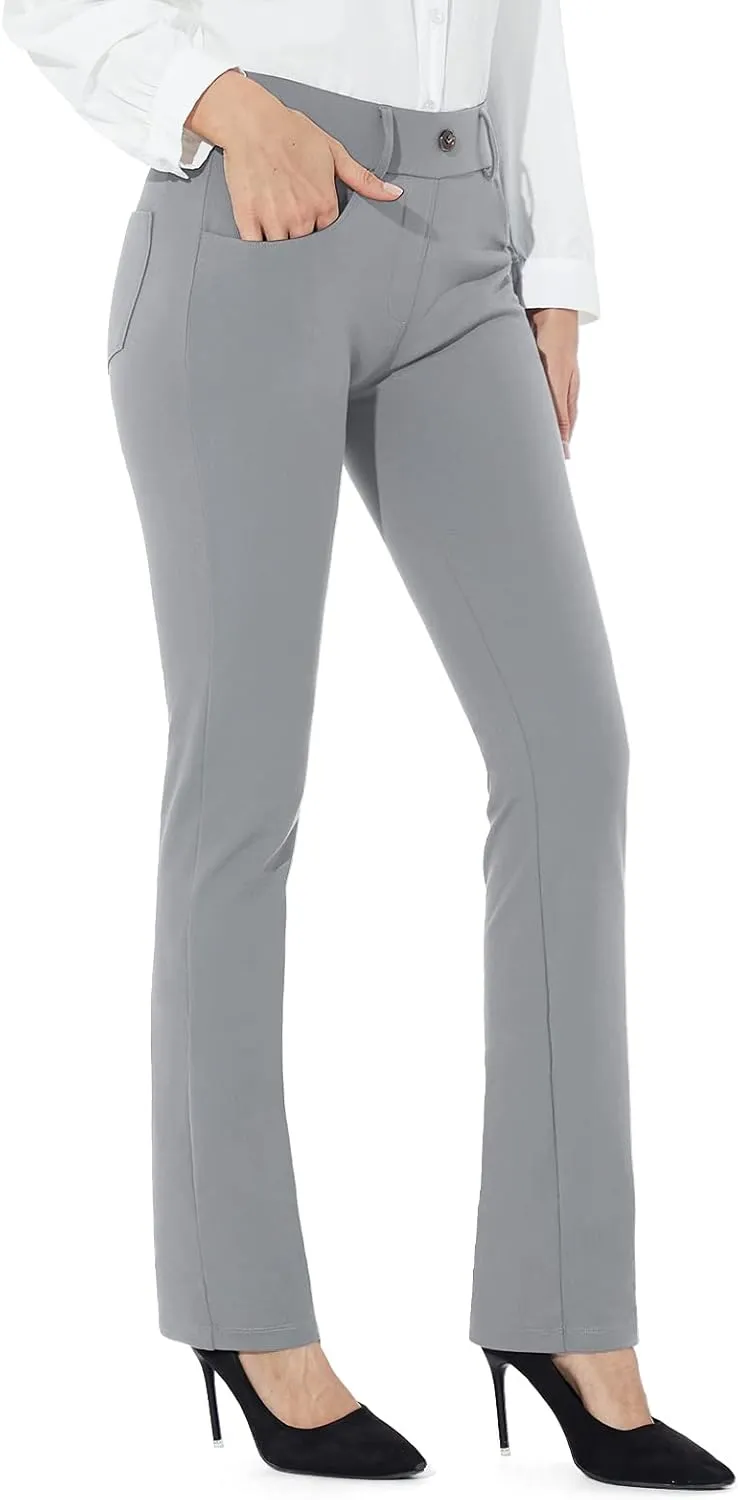 M MOTEEPI Yoga Dress Pants for Women 31''/29''/33'' High Waisted Pull on Work Pants Business Slacks