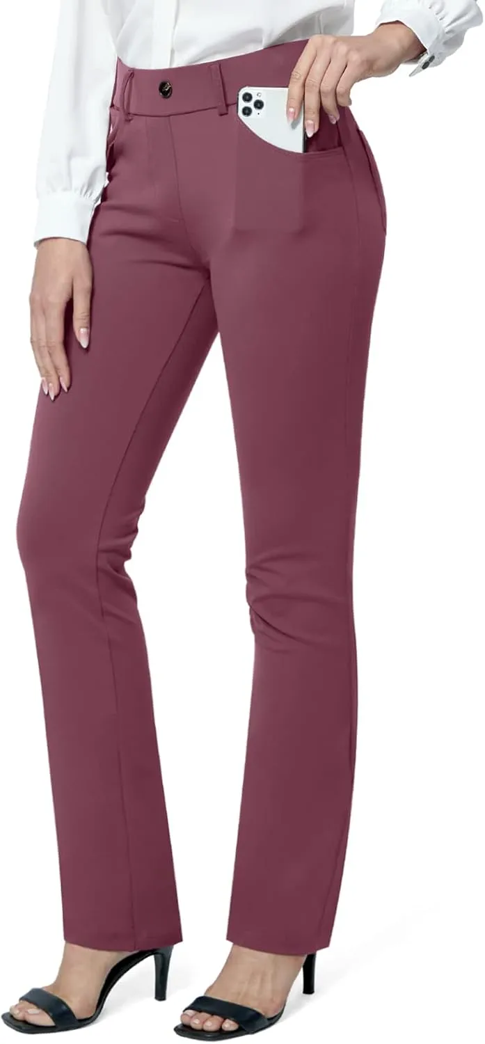 M MOTEEPI Yoga Dress Pants for Women 31''/29''/33'' High Waisted Pull on Work Pants Business Slacks