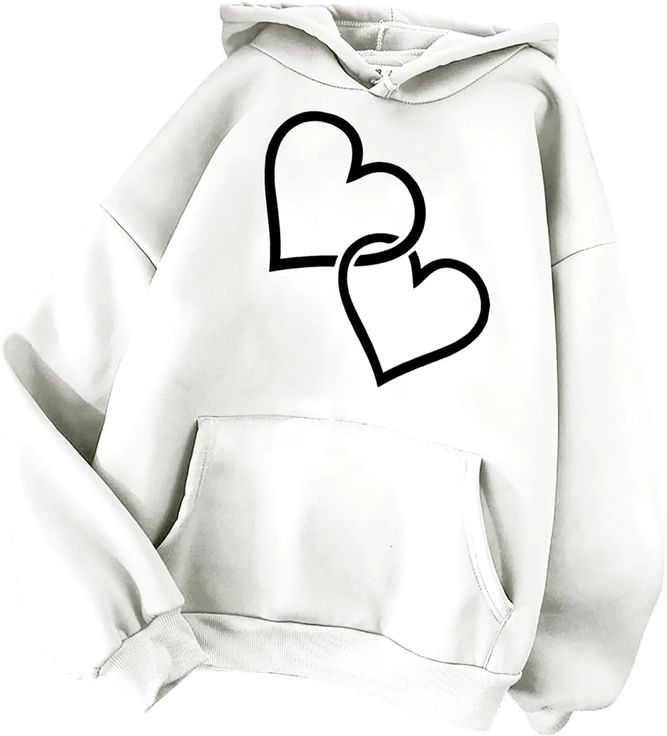 maisdgop Heart Hoodies Women Graphic Sweatshirts Long Sleeve Pullover Sweater Oversized Tops Trendy Valentine's Day Outfits