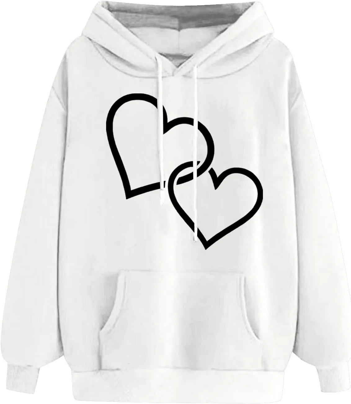 maisdgop Heart Hoodies Women Graphic Sweatshirts Long Sleeve Pullover Sweater Oversized Tops Trendy Valentine's Day Outfits