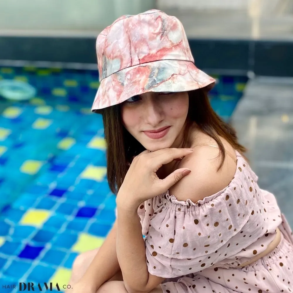Marbled Satin Bucket Hat - Gingerbread Brown