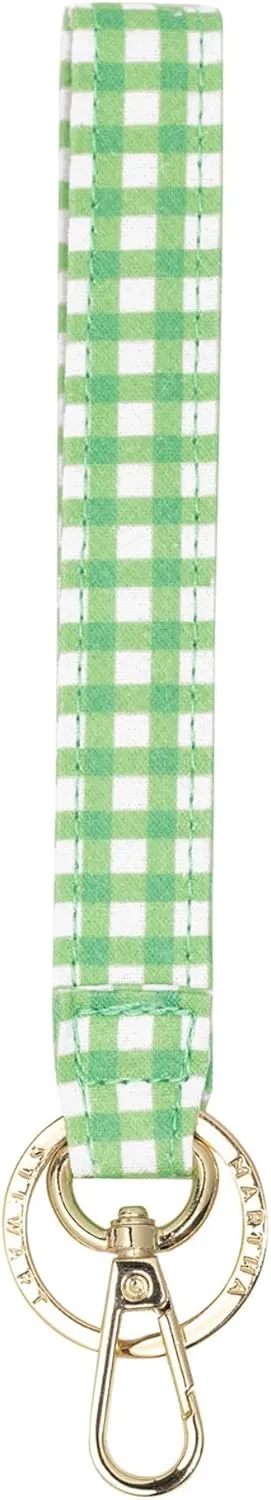Martha Stewart Wristlet for Keychain and Keys, Cute Floral Key Holder Bracelet, Arcadian Green Gingham