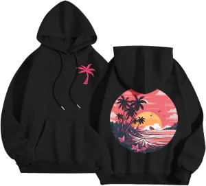 Meet Me at The Ocean Graphic Hoodie For Women Long Sleeve Preppy Sweatshirts Oversized Pullover Hoodies for Teen Girls