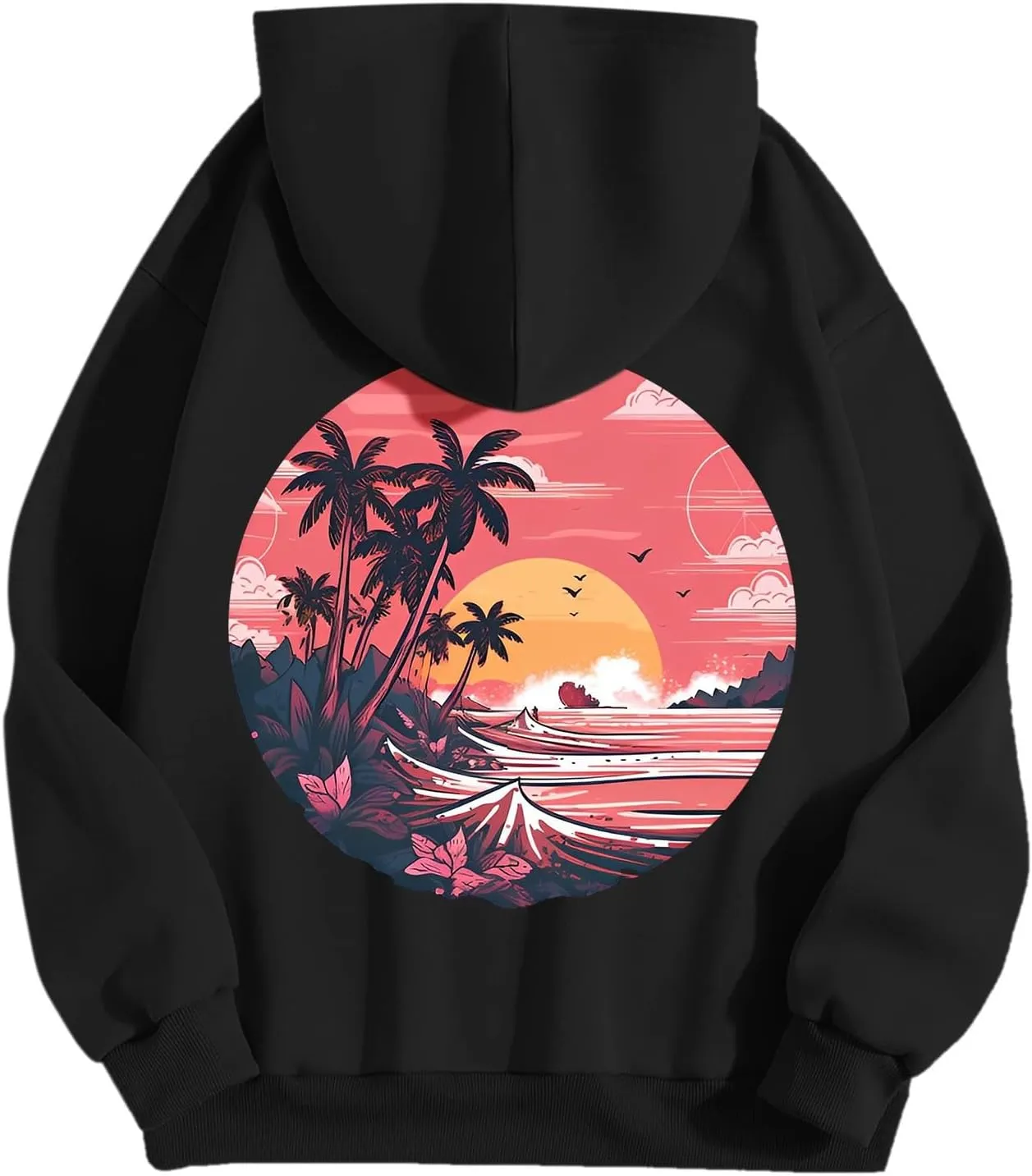 Meet Me at The Ocean Graphic Hoodie For Women Long Sleeve Preppy Sweatshirts Oversized Pullover Hoodies for Teen Girls