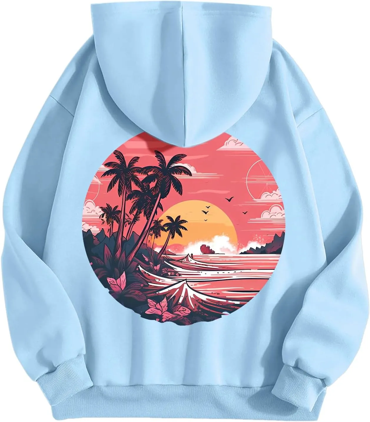 Meet Me at The Ocean Graphic Hoodie For Women Long Sleeve Preppy Sweatshirts Oversized Pullover Hoodies for Teen Girls