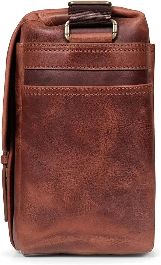 MegaGear Italian Leather Messenger Bag, Lightweight Unisex Business Briefcase Satchel Portfolio, Multi Compartment