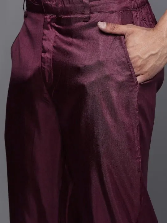 Men Ethnic Motifs Embroidered Sequinned Chikankari Kurta with Trousers