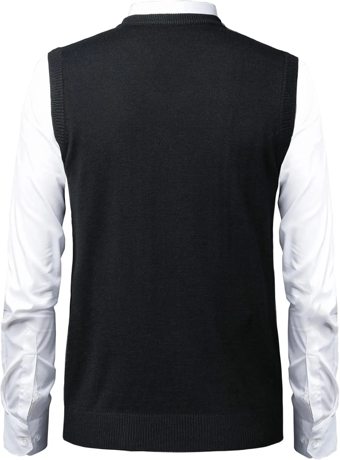 Mens Argyle Sweater Vests Classic V-Neck Sleeveless Pullover Grey Black Knitwear Nice Tank Tops for Dad Husband