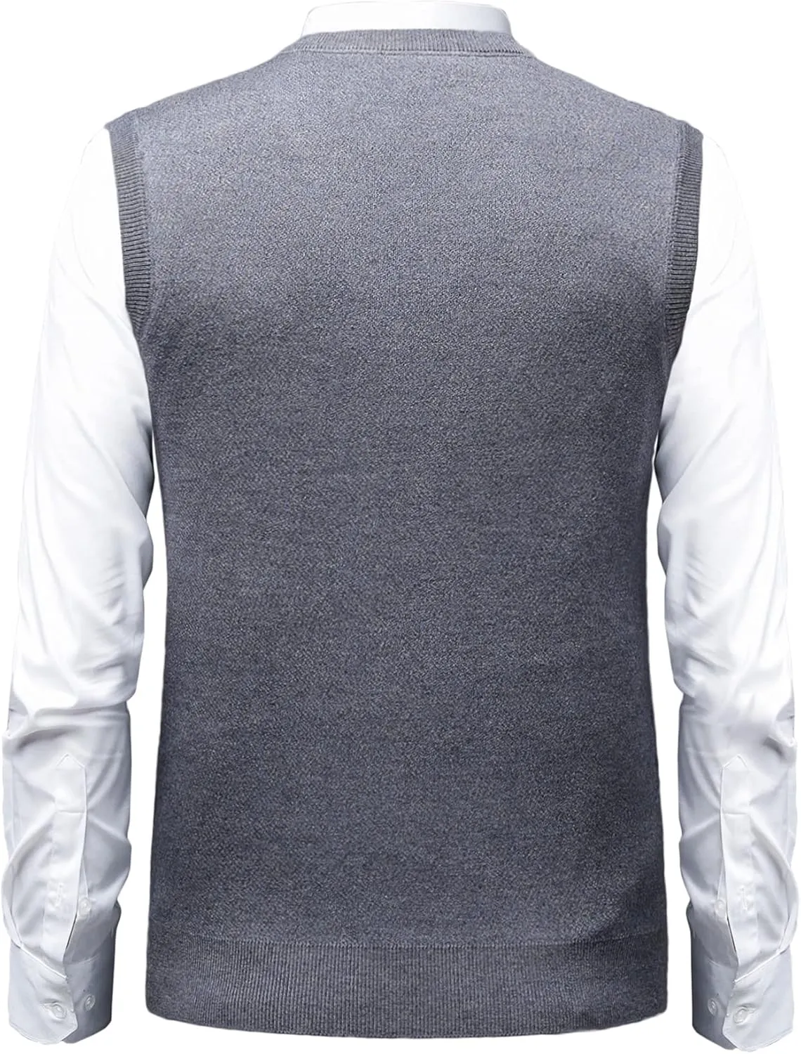 Mens Argyle Sweater Vests Classic V-Neck Sleeveless Pullover Grey Black Knitwear Nice Tank Tops for Dad Husband
