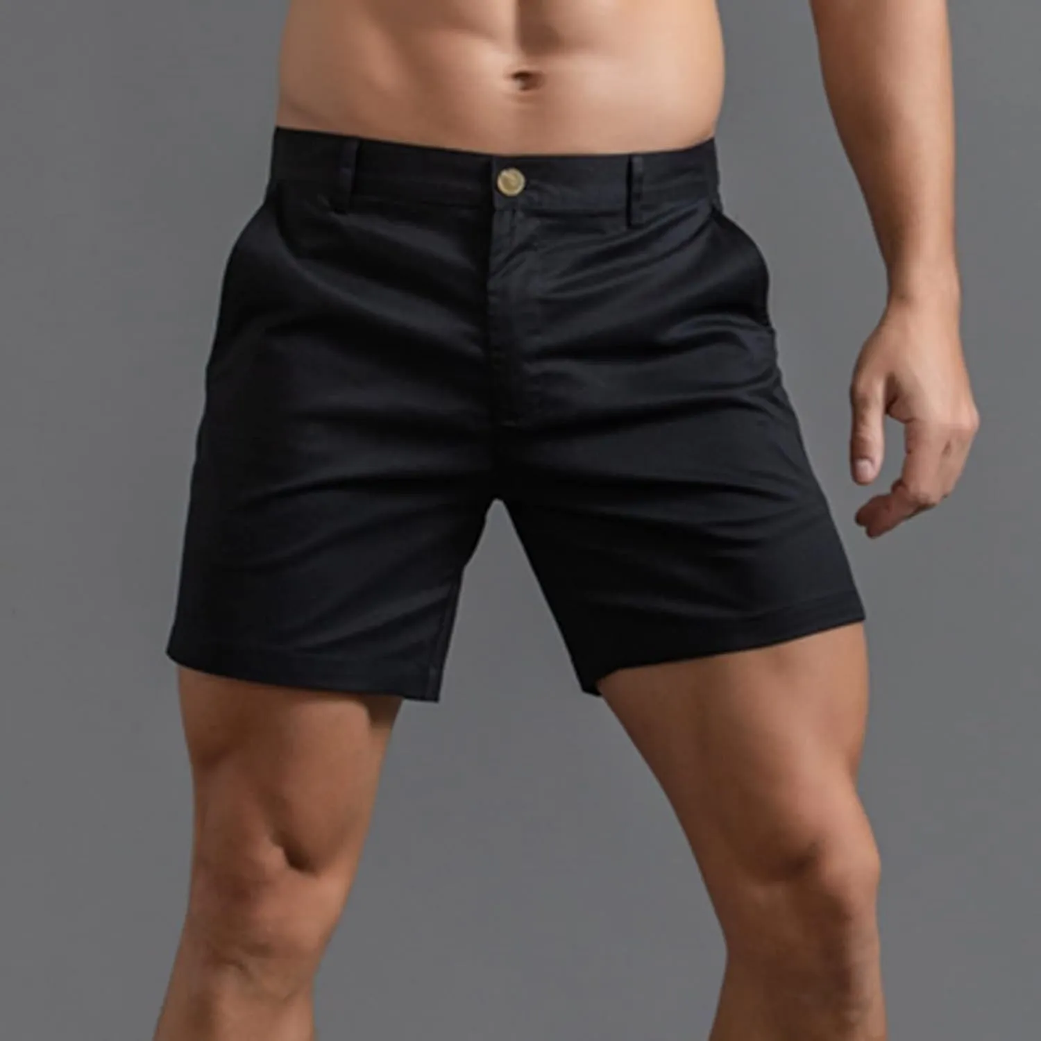 Mens Casual Cargo Shorts Solid Color Slim Fit Combat Elegant Hipster Travel Pants Straight Leg Outdoor Vacation Beach Shorts