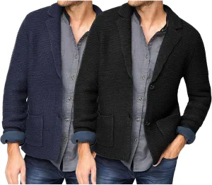 Men's Casual Knit Blazer Suit Jackets Knit Blazer Sport Coat with Pockets Slim Fit Knitwear Cardigan Sweater