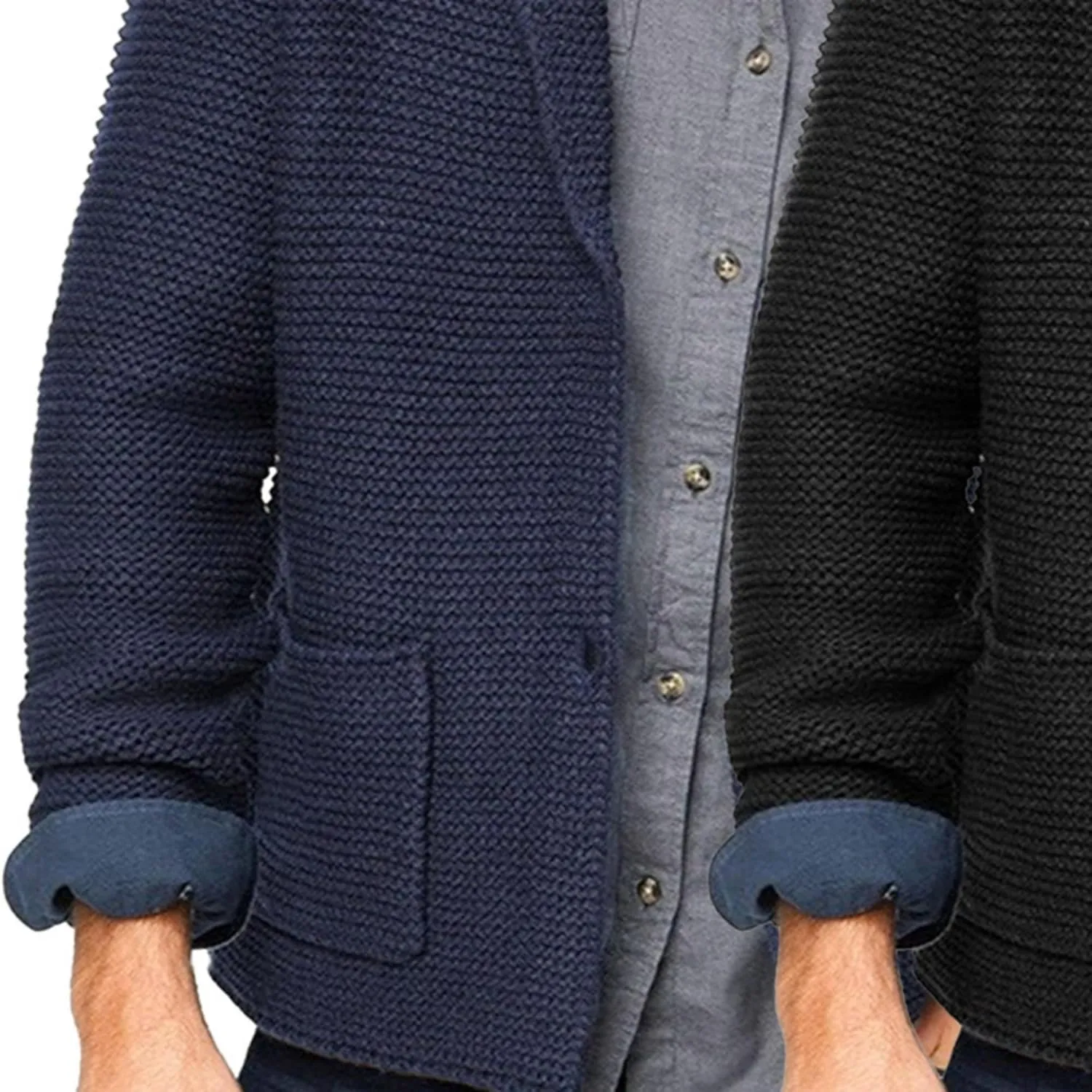 Men's Casual Knit Blazer Suit Jackets Knit Blazer Sport Coat with Pockets Slim Fit Knitwear Cardigan Sweater