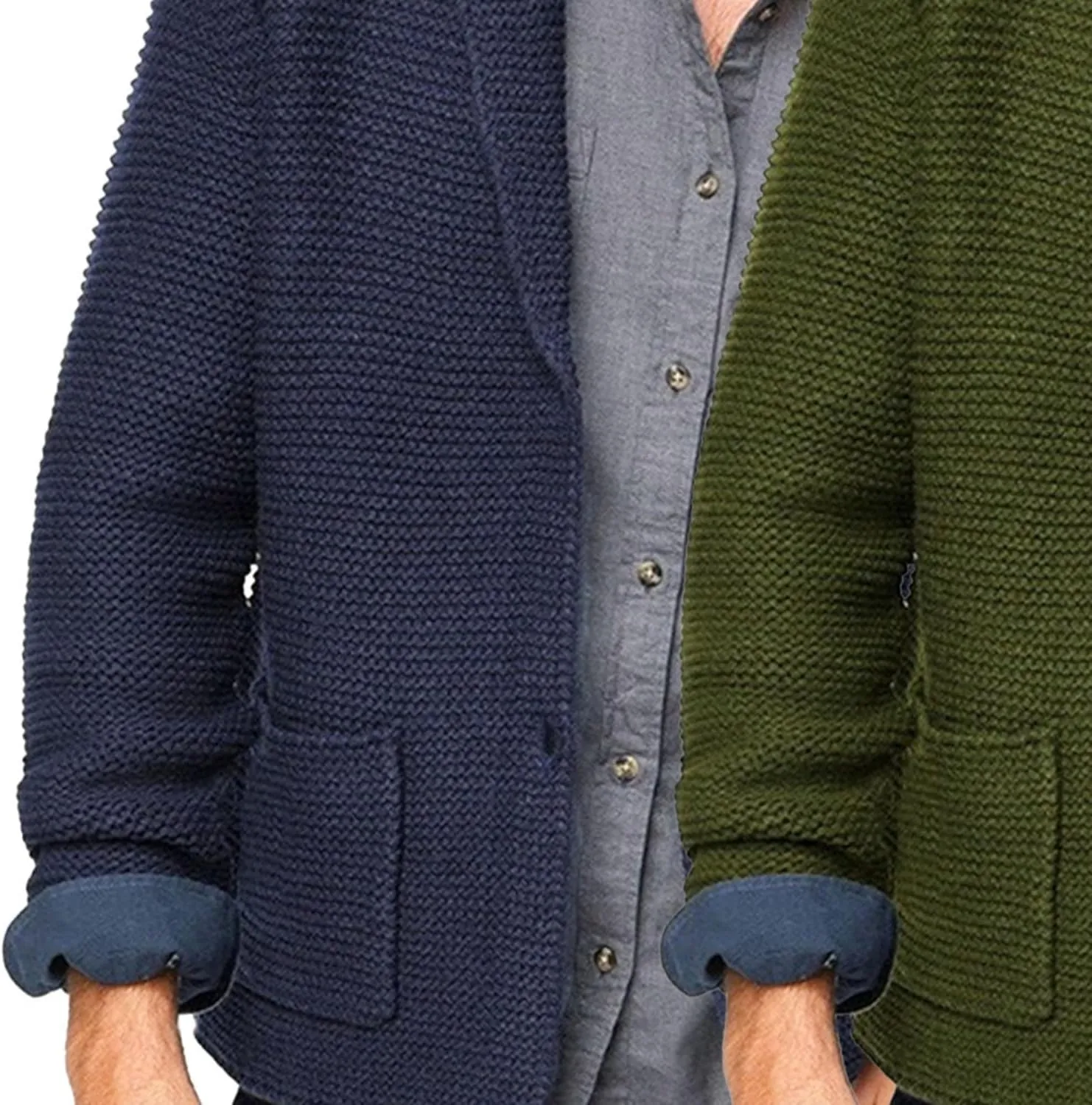 Men's Casual Knit Blazer Suit Jackets Knit Blazer Sport Coat with Pockets Slim Fit Knitwear Cardigan Sweater