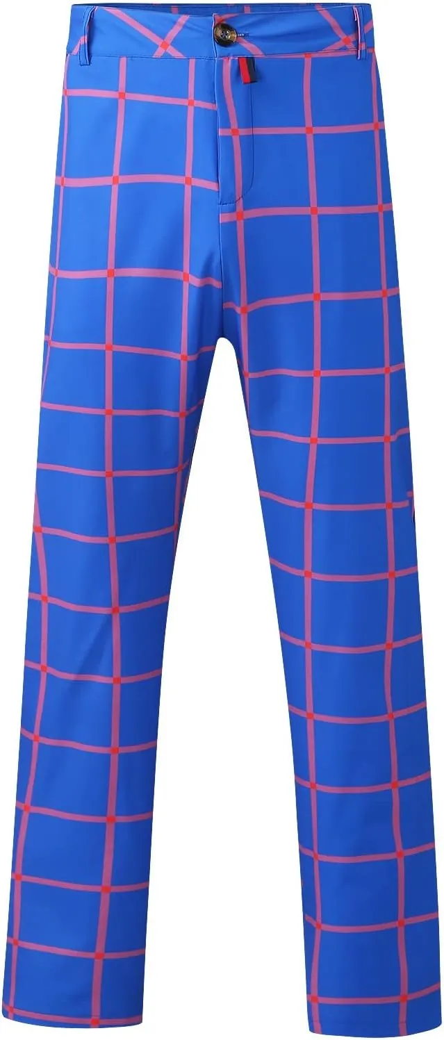 Mens Fashion Dress Pants Plaid Skinny Slim Fit Suit Pants Stretch Regular Fit Business Casual Floral Pencil Chinos Pants