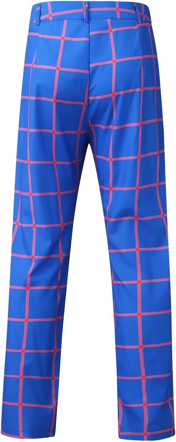 Mens Fashion Dress Pants Plaid Skinny Slim Fit Suit Pants Stretch Regular Fit Business Casual Floral Pencil Chinos Pants