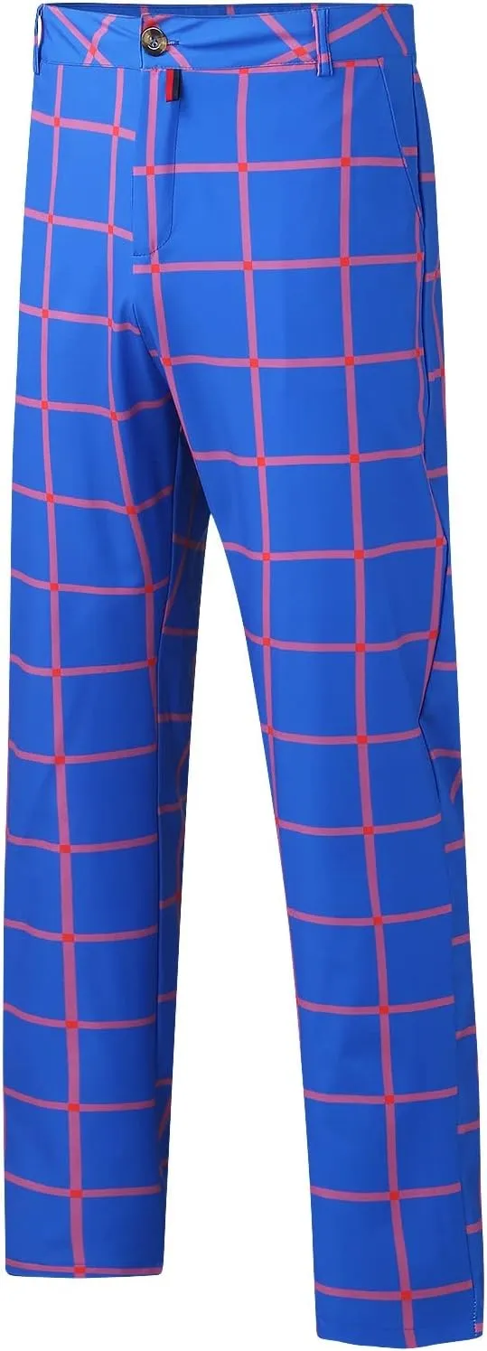 Mens Fashion Dress Pants Plaid Skinny Slim Fit Suit Pants Stretch Regular Fit Business Casual Floral Pencil Chinos Pants