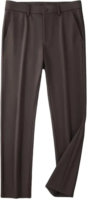Men's Pants Stretched Nylon Slim Fit Chinos Male Business Casual Work Straight Long Slacks Male Suit Trousers