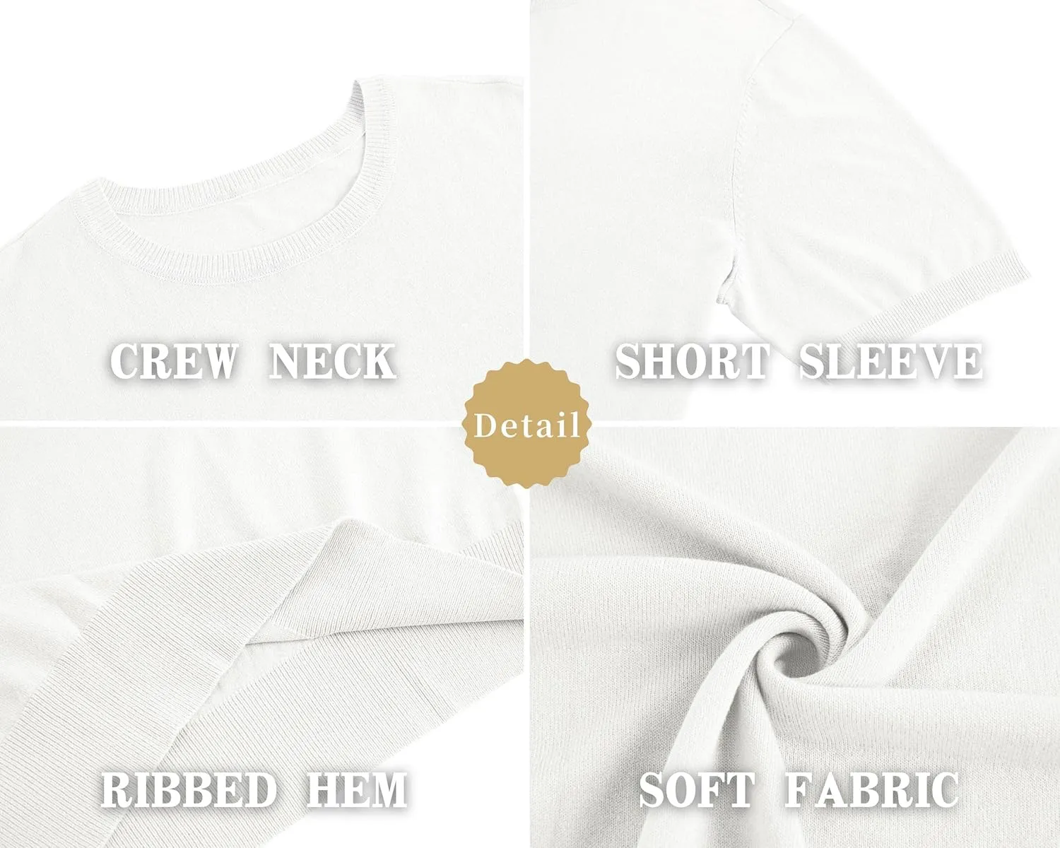 Mens Short Sleeve Knit T-Shirts Crew Neck Slim Fit Stretch Pullover Sweater Casual Solid Basic Knitwear