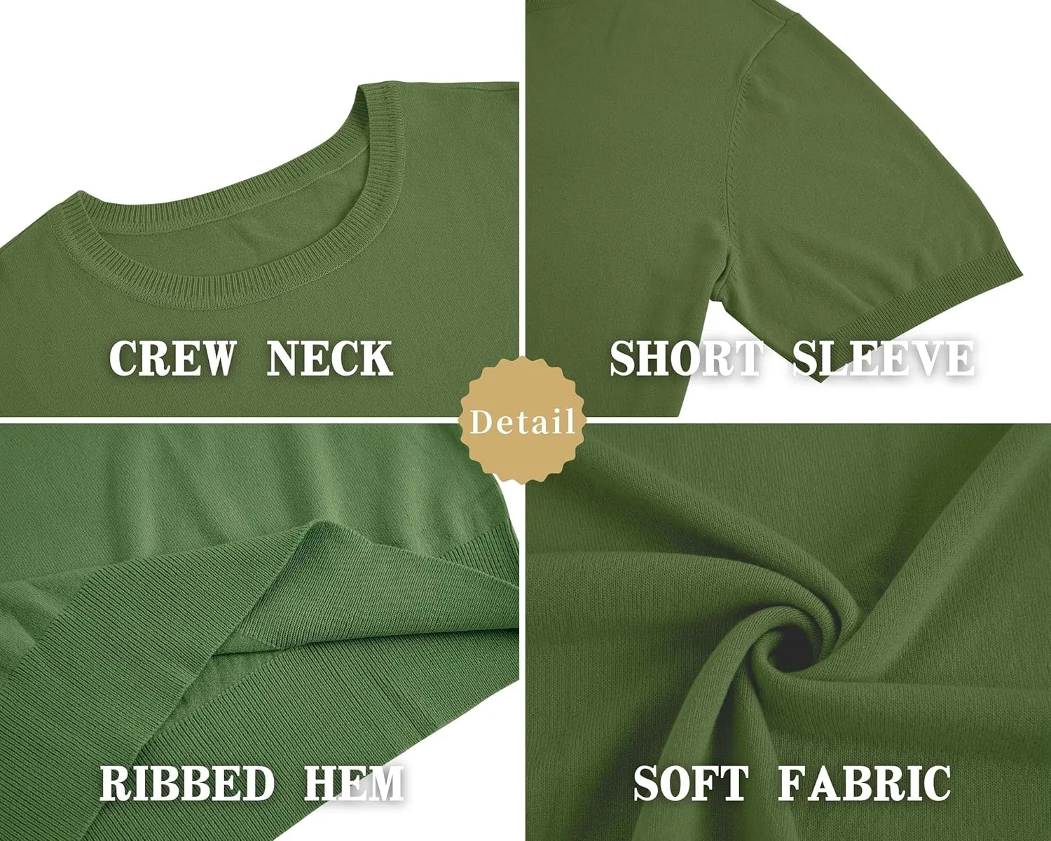 Mens Short Sleeve Knit T-Shirts Crew Neck Slim Fit Stretch Pullover Sweater Casual Solid Basic Knitwear