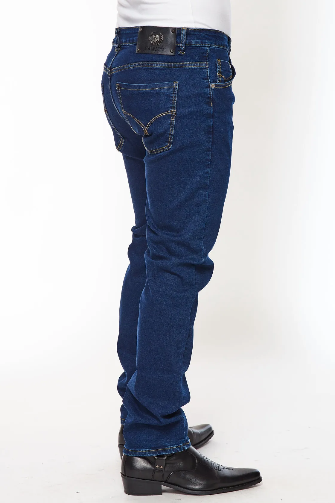 Men's Super Comfortable Super Skinny Fit Jeans-HLP-505 DKBLUE