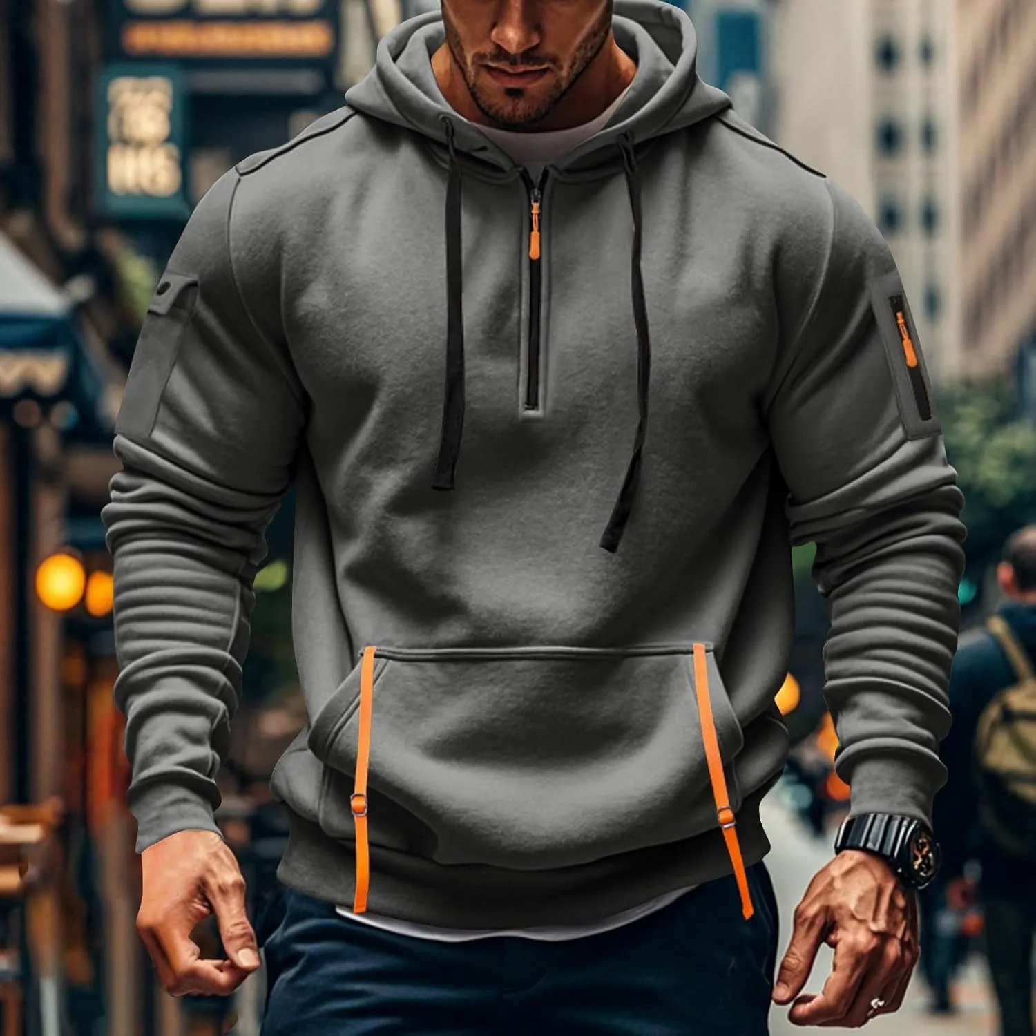Men's Sweatshirts Long Sleeve Lightweight Drawstring Pullover Soft Comfy Outdoor Hoodies