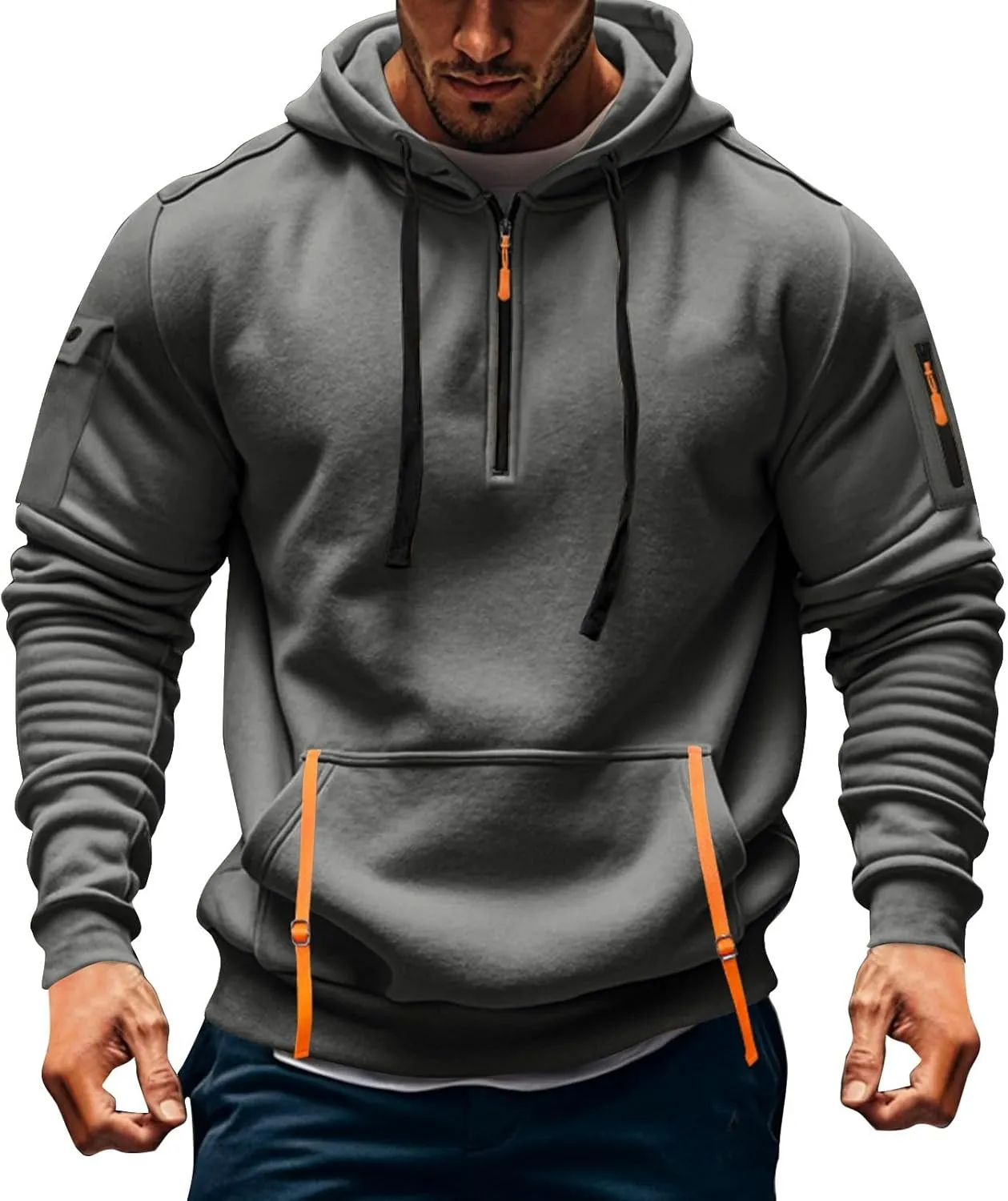 Men's Sweatshirts Long Sleeve Lightweight Drawstring Pullover Soft Comfy Outdoor Hoodies