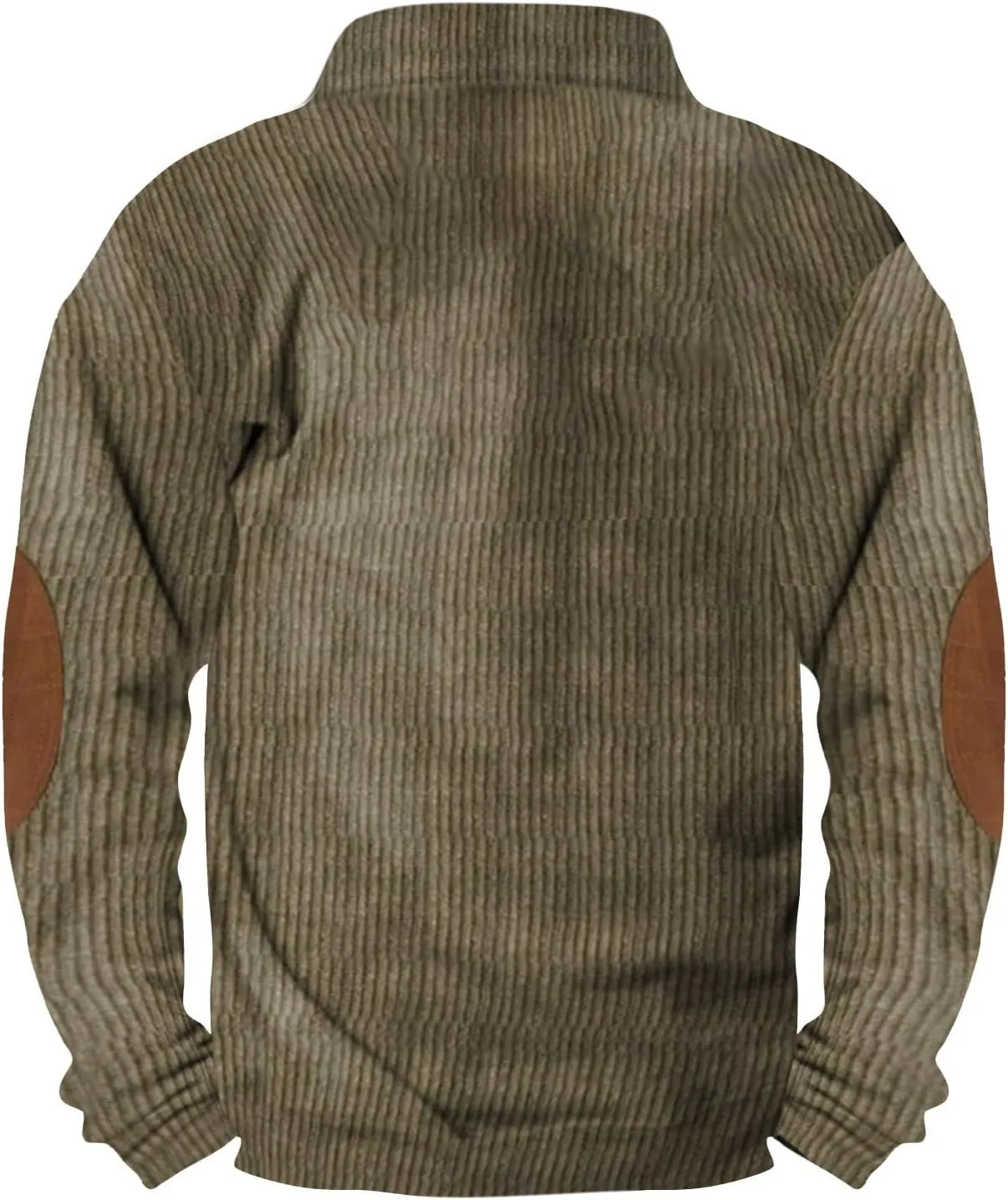 Mens Vintage Sweatshirt Casual Henley Pullover Waffle Button Up Sweater Long Sleeve Shirt with Patched Elbow