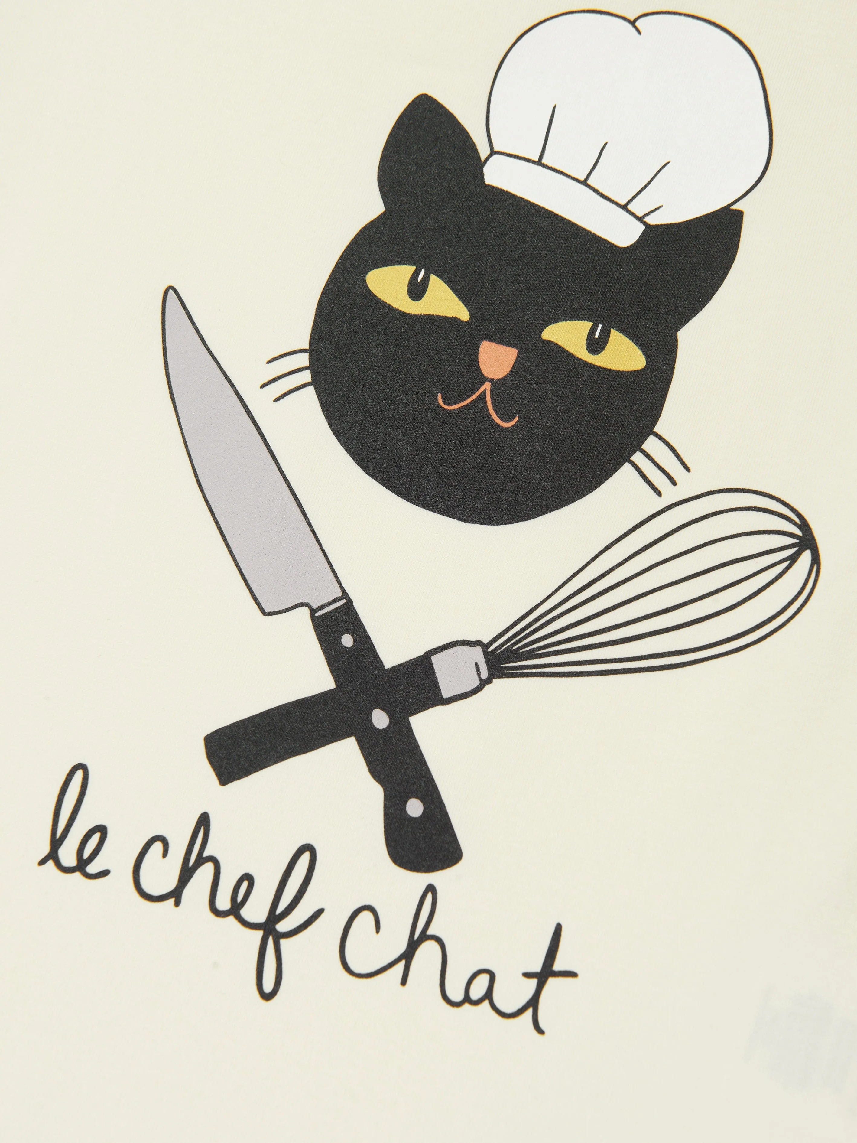 Mini Rodini Kids Chef Cat T-Shirt in Ivory
